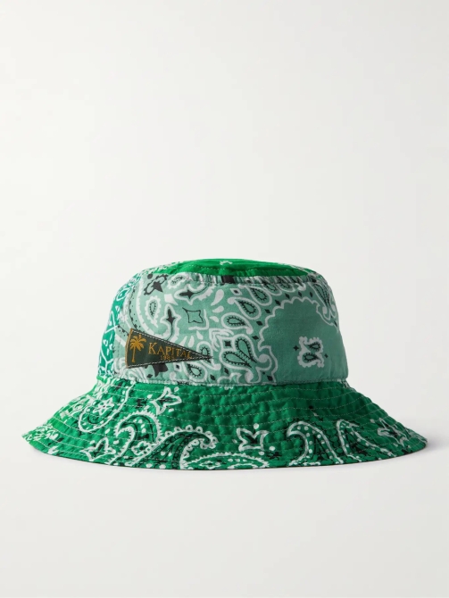 Kapital Logo-Appliquéd Bandana-Print Cotton-Voile Bucket Hat