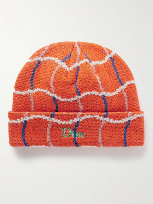 Dime Logo-Embroidered Checked Jacquard-Knit Beanie